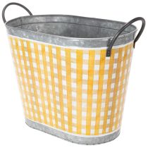 Product Oval plant pot with bee design, checkered pattern, summer decoration, planter, 38×24×29cm