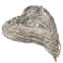 Product Rattan Plant Bowl Heart-Shaped Natural White 30x35cm