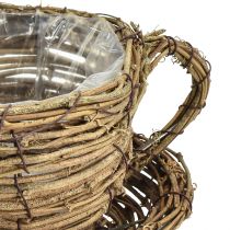 Product Plant cup with plate plant pot vine natural Ø19cm H9cm