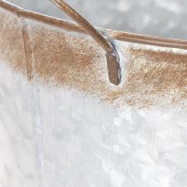 Product Plant pot with handles, decorative bowl with rust finish, silver metal container Ø26cm H25.5cm