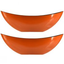 Product Modern boat bowl in orange – 39 cm – Versatile for decoration and planting – 2 pieces