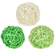 Rattan balls green light green cream sorted rattan Ø5cm 24 pcs