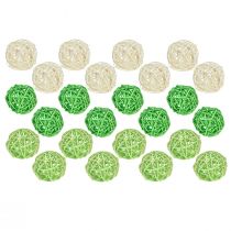 Product Rattan balls green light green cream sorted rattan Ø5cm 24 pcs