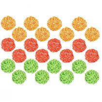 Product Rattan balls table decoration rattan green yellow orange sorted Ø5cm 24 pcs