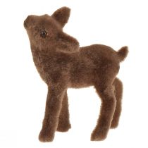 Product Deer Decoration Figures Christmas Brown Flocked Deer with Fawn in Set H9/5.5cm 4 Pcs