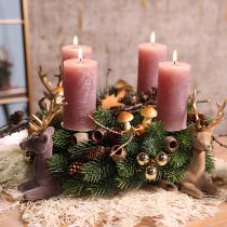 Product Sitting deer decoration flocked grey gold 15×6×15.5cm