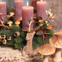 Product Sitting deer decoration flocked light brown 15×6×15.5cm