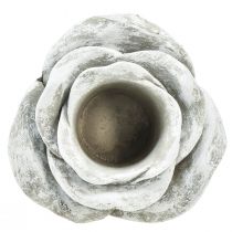 Product Rose grave decoration table decoration candle holder grey white Ø14cm H7cm