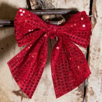 Product Red velvet bows gift bows sequins 12cm 4pcs