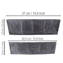 Product Oval metal bowl, black and grey, vintage style, 32.5/37cm, set of 2.