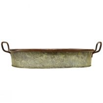 Product Oval metal tray with handle, rust-colored, 46/52cm, set of 2