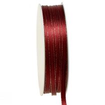 Product Decorative ribbon dark red gold Christmas ribbon W6mm L50m