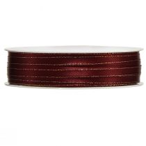 Product Satin ribbon dark red gold Christmas ribbon W6mm L50m