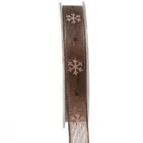 Product Snowflake decorative ribbon with wire brown pink W15mm L15m