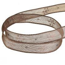 Product Snowflake decorative ribbon with wire brown pink W15mm L15m