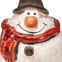 Product Ceramic snowman figure, 8.5cm, with top hat and red scarf - Christmas and winter decoration - 3 pieces