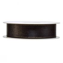 Product Black ribbon gold shimmer jewelry ribbon 25mm 20m