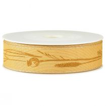 Product Silk ribbon autumn with grasses decorative ribbon yellow 25mm 18m