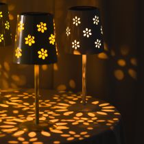 Product Solar LED table lamp with floral design, atmospheric outdoor lighting, 28cm