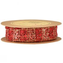Product Lace ribbon with glitter red gold decorative ribbon fabric 25mm 15m