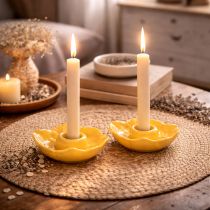 Product Ceramic taper candle holders, decorative flower shape for stylish table decoration, 11cm, 2 pieces