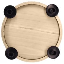 Product Candle holder with wooden tray – natural & black, Ø 33 cm – timeless design for every table decoration