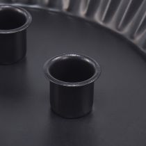Product Metal cake-shaped candle holder – Black, Ø 24 cm – Elegant table decoration for 4 candles – 2 pieces
