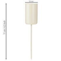 Product Metal candle holder on stick, beige, H11cm, 4 pieces