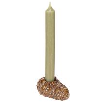 Product Set of 3 Ceramic Pinecone Taper Candle Holders, 8cm, Multicoloured