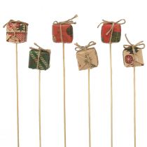 Product Flower pin gift red green beige natural 3.5cm 12 pcs