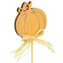 Product Flower stick wooden pumpkin decoration orange natural 6.5x7cm 12 pcs