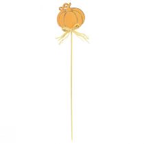 Product Flower stick wooden pumpkin decoration orange natural 6.5x7cm 12 pcs