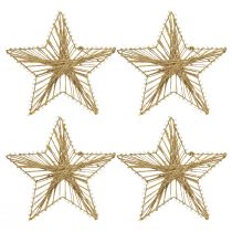 Product Star wrapped with jute Christmas decoration rustic 20cm 4pcs
