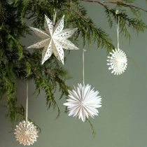 Product Star Snowflake Decoration Hanging Paper in White Ø20cm 6 pcs