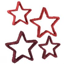 Product Star to stand Christmas decoration jute red 13/18cm 4pcs