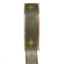 Product Star Ribbon Grey Gold Stars Decorative Ribbon W25mm L20m