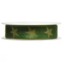Product Star Ribbon Green Gold Organza Ribbon Christmas W25mm L18m
