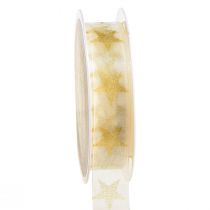 Product Star Ribbon White Gold Organza Ribbon Decorative Ribbon W25mm L18m