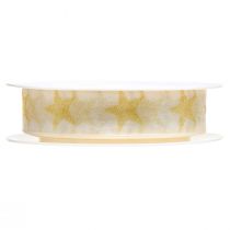 Product Star Ribbon White Gold Organza Ribbon Decorative Ribbon W25mm L18m
