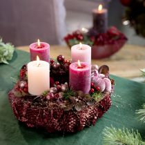 Product Pillar Candles dyed 3 Colors Berry 70×120mm 12 Pcs