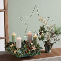 Product Pillar candles dyed in 3 colors, green, 70×120mm, 12 pieces