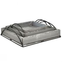 Product Versatile set of wooden trays in grey – Various sizes – Stylish storage and serving solution – Set of 3