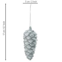 Product Pine cone decoration, grey flocked, 11.5cm, 6 pieces