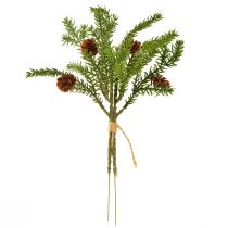 Product Artificial fir branch with natural cones, jute Christmas decoration, 28cm, set of 4 pieces