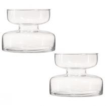 Product Vase bulbous glass vase Rikkie in clear Ø13cm H10cm 2pcs