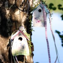 Product Birdhouse Decoration Spring White Turquoise 15x10.5x19cm 2 pcs
