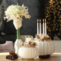 Product White Paper Honeycomb Pumpkin 24cm Set of 4 for Floral and Autumn Décor