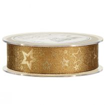 Product Christmas Ribbon Gold Decorative Ribbon with Stars W25mm L15m