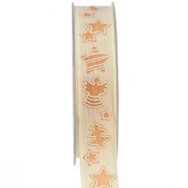 Product Christmas Ribbon Honey Cake Sustainable Gift Ribbon Cream 25mm 15m