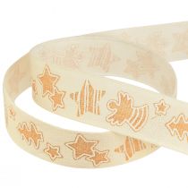 Product Christmas Ribbon Honey Cake Sustainable Gift Ribbon Cream 25mm 15m